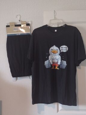 Black Graphic T & Sleep Pants New